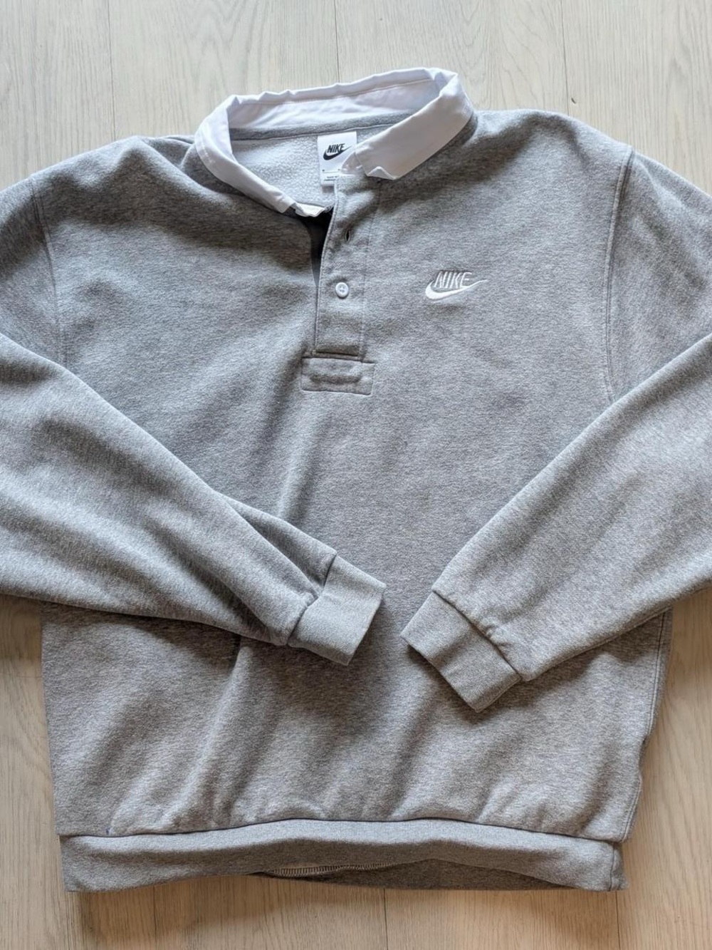 Nike Gray Crewneck Sweatshirt with White Rugby Collar